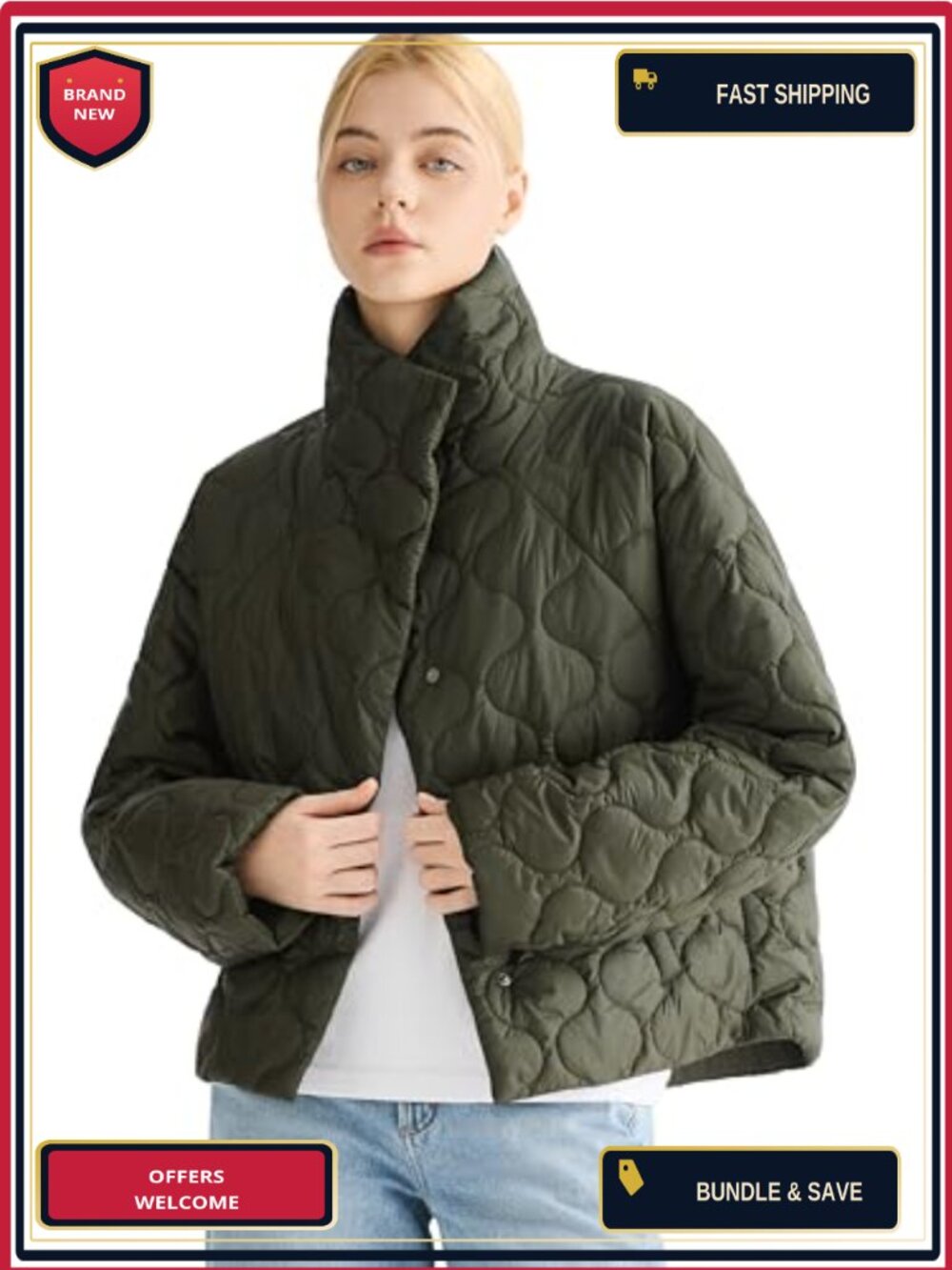 Oversized Cropped Quilted Lightweight Puffer Jacket